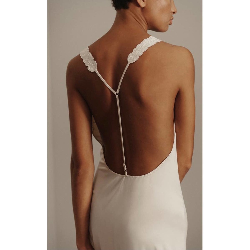 NWT Zara Embroidered Satin Effect Dress, M…